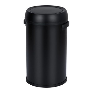17 Gal Commercial Grade Stainless Steel Trash Can, Smudge Resistant Open Top Round Bin for Restaurant Home Office, Heavy Duty Easy Clean Black Finish - 1 of 4