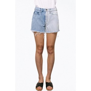 Women's HIGH-RISE TWO-TONE DISTRESSED DENIM SHORTS - sneak peek - 1 of 4
