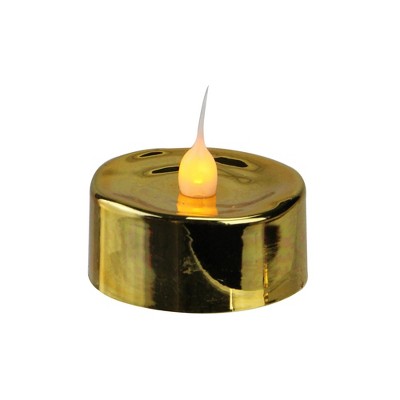 Darice Set of 3 Gold LED Lighted Flickering Flame Tea Light Candles