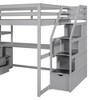 PAGED Full Size Loft Bed Wooden Bed Frame with Desk, Open Shelves, 2 Drawers and Storage Stairs for Bedroom - 4 of 4