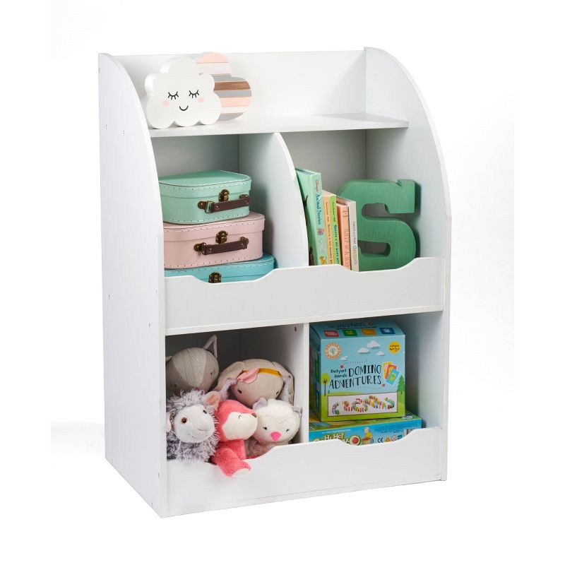 Badger Basket 4 Bin Storage Cubby with Bookshelf White, 5 of 8