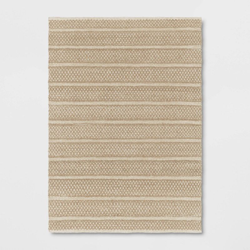 Textured Tonal Stripe Outdoor Rug Tan - Threshold™ designed with Studio McGee, 1 of 5