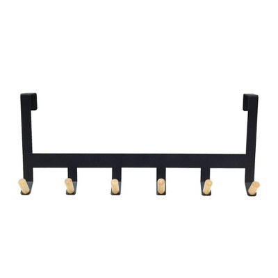 Mixed Material Over The Door 6 Hooks Rail Matte Black - Brightroom&#8482;_1