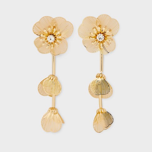 Flower Petal Drop Earrings Gold Target