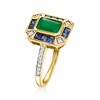 Ross-Simons 1.00 Carat Emerald and .60 ct. t.w. Sapphire Ring With .11 ct. t.w. Diamonds in 14kt Yellow Gold - 3 of 4
