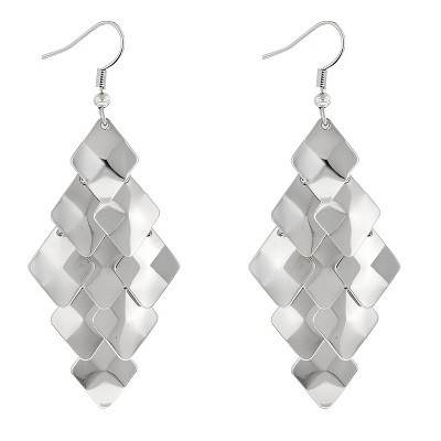 Slickblue Renaissance Silvertone Dangle Earrings for Women, Rhodium Plated, Contemporary Design, Fish Hook Back