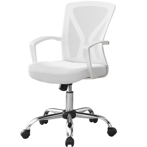 Monarch Specialties Office Chair Adjustable Height Swivel Ergonomic Armrests Computer Desk Work Metal Fabric White Chrome Contemporary Modern - image 1 of 3