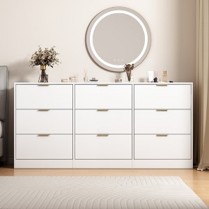 FONTOI 9 Drawer Dresser Bedroom Large Deep Chest of Drawers Wooden Storage Cabinet Long Dressers for Living Room, Hallway, White, 63"* 15.74"*30.31" - 1 of 4