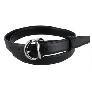 CTM Women's Leather Dress Belt with Metal Keeper - 1 of 3