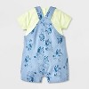 Baby Boys' 2pc Bluey Chambray Short Sleeve Overalls & T-Shirt Set - Blue/Green - 2 of 4
