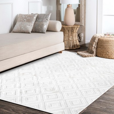 Ivory Geometric Reversible Indoor/Outdoor Area Rug