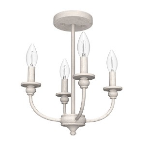 Hunter Fans 13" Southcrest Ceiling Light Distressed White Finish - 4 Bulb Semi-Flush Mount for Indoor Spaces - 1 of 1