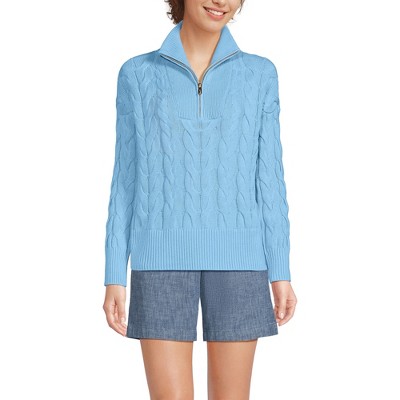 Lands' End Women's Drifter Cotton Quarter Zip Pullover Sweater