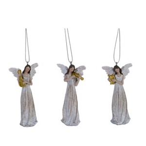 Transpac Resin Harmony Angel Ornament Set of 3 Christmas Home Decorations - 1 of 1
