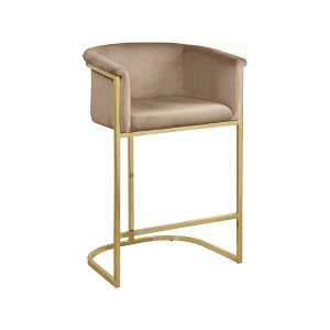 Meridian Furniture,Donatella Beige Velvet Stool - 1 of 4