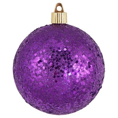 Christmas by Krebs 4ct Purple Shatterproof Glitter Finish Christmas Ball Ornaments 4" (100mm)