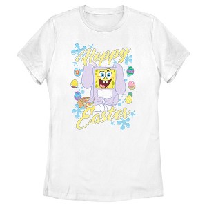 Women's SpongeBob SquarePants Colorful Hoppy Easter T-Shirt - 1 of 4
