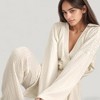 Anna-Kaci Lounge Women's 3-Piece Pajama Set with Textured Woven Knit Bra Top Open Cardigan and High Waist Pants - 3 of 4