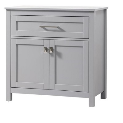 Gray MDF Bathroom Storage Cabinet with Brushed Nickel Hardware