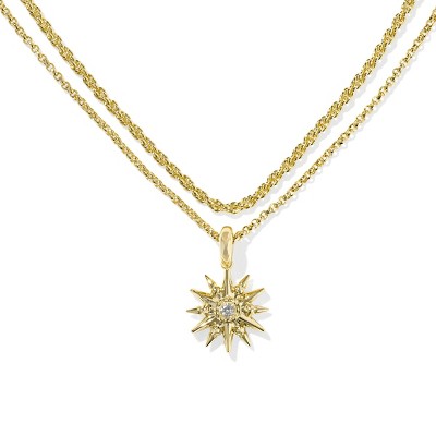 Kendra Scott Lizzie Multi-Strand Necklace - White Cubic Zirconia: 14K Gold Over Brass, 19.75" Length, Lobster Clasp
