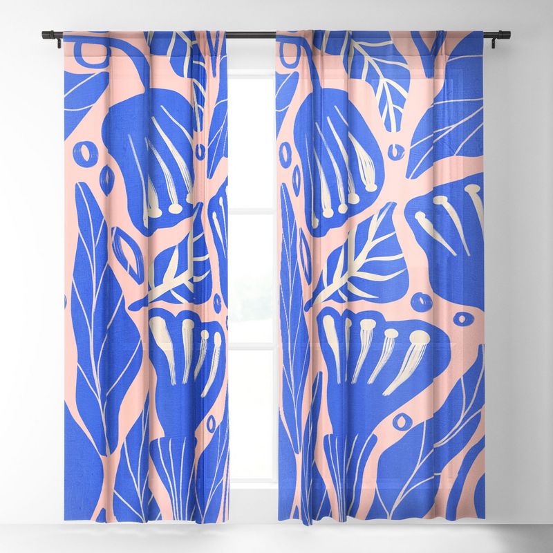 Viviana Gonzalez Abstract Floral Blue Single Panel Sheer Window Curtain - Deny Designs, 2 of 7