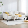 Sofa Bed, Day Bed, Twin Size Ivory Boucle Upholstered Daybed, Ribbed Tufted Backrest, Daybed in Lavish Modern Design, Richly Hued Foam Comfort - 2 of 4