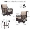 3-Piece Outdoor Wicker Bistro Set with 360 Swivel Rocking Chairs, Includes Premium Cushions and Armored Glass Top Side Table, Perfect Patio Furniture - 2 of 4
