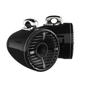 Wet Sounds REV 12 HD 12" Horn Loaded Compression Driver Tower Speakers with XW Grills & Mini Stainless Fixed Clamps, 400 Watts RMS, Black, Pair - 1 of 4