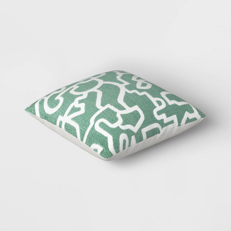 Geometric Pattern Chunky Woven Jacquard Square Throw Pillow Green - Threshold&#8482;, 4 of 6