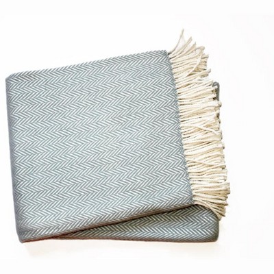 HomeRoots Sky Blue and White Dreamy Soft Herringbone Throw Blanket