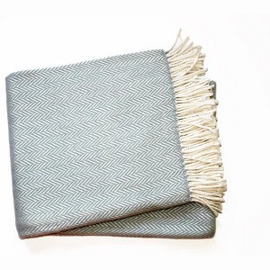 HomeRoots Sky Blue and White Dreamy Soft Herringbone Throw Blanket - 1 of 4