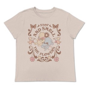 Women's Winnie The Pooh Flowers Short Sleeve Graphic T-Shirt - Cream - 1 of 3