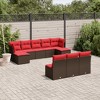 vidaXL 10 Piece Patio Sofa Set with Cushions Brown Poly Rattan - 2 of 4