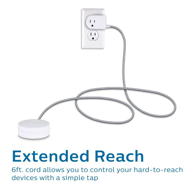 Cordinate 6&#39; Grounded Power Switch Tether on/off Braided Cord White, 4 of 8