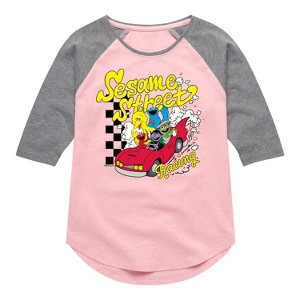 Girls' - Sesame Street - SS Racing Shirt Tail Raglan Graphic T-shirt - 1 of 3