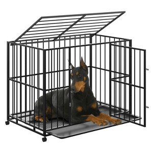 Heavy Duty Stainless Steel Dog Crate for Giant Breeds – Indestructible Escape-Proof Kennel with Locking Wheels, Collapsible & Removable Tray - 1 of 4