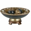 HomeRoots 8" Marbleized Green And Gold Polyresin Decorative Bowl With Orbs - 4 of 4