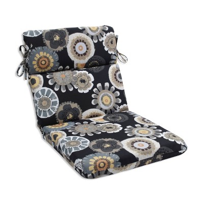 Outdoor Chair Cushion - Black/Yellow Floral - Pillow Perfect