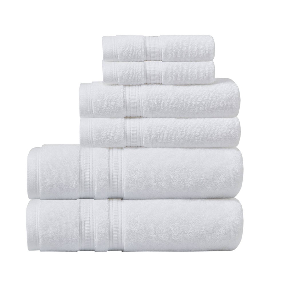 6pc Plume Cotton Feather Touch Antimicrobial Bath Towel Set White - Beautyrest