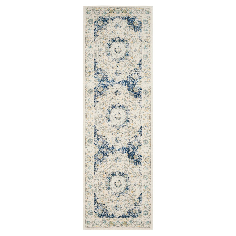 2'3inx11' Runner Ivory/Blue Abstract Loomed - Safavieh