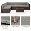 Cesicia 7-Piece Blue Sofa Set With Black PE Rattan Frame, Garden Patio Wicker Sectional Sofa Set with Coffee Table for Backyard, Porch, Balcony - 4 of 4