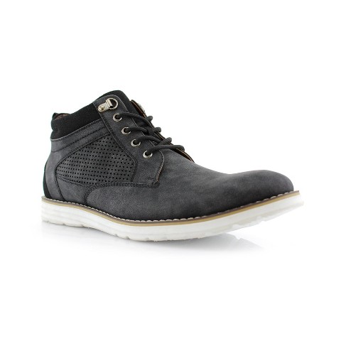 Polar Fox Mens Sanders MPX506058 Mid-Top Perforated Casual Sneaker Boots, in Grey, Size 13