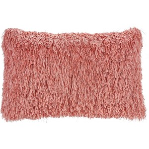 HomeRoots 14" X 24" Coral Shag Lumbar Throw Pillow - 1 of 4