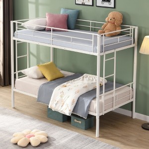 ALEXOUN Bunk Bed Twin Over Twin, Metal Bunk Beds with Ladder and Full-Length Guardrail, No Box Spring Needed, Space Saving, Noise Free - 1 of 4