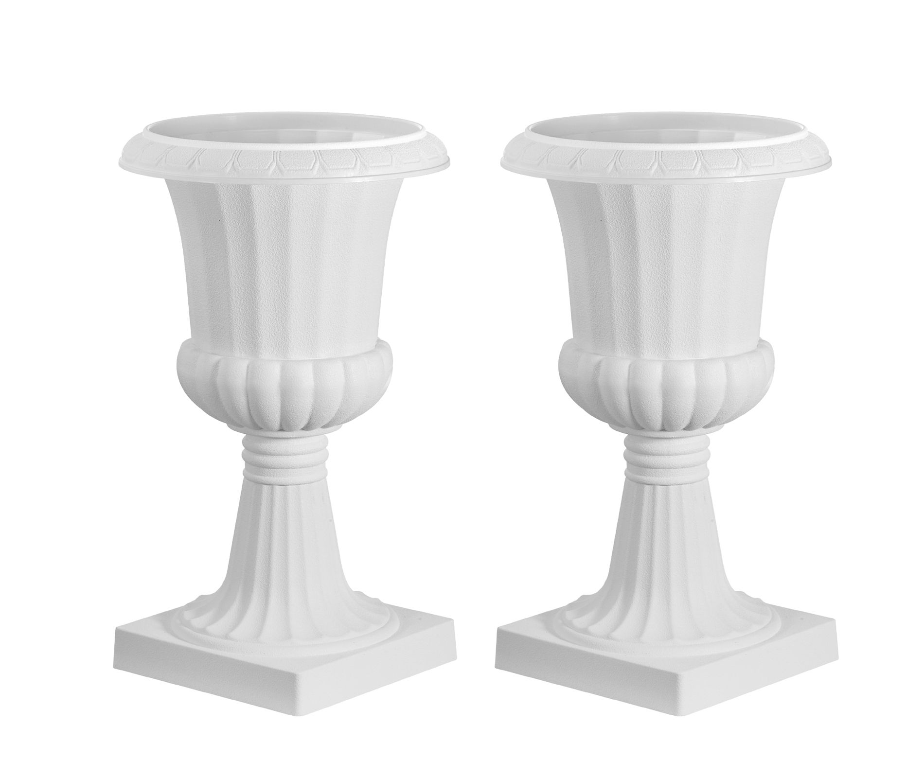 VEVOR Plastic Urn Planters, 9.8 x 16.5 Inch, 2 Pack White Classic Flower Pots Front Porch Planters, Indoor & Outdoor Vase, White