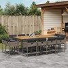 vidaXL Patio Dining Set with Cushions - 13 Piece Gray Poly Rattan - Outdoor Garden Furniture Set with Folding Chairs - 2 of 4