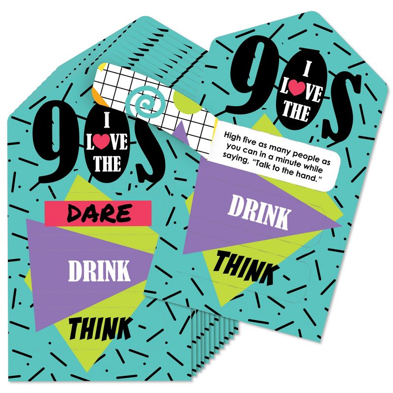 Big Dot of Happiness 90's Throwback - 1990s Party Game Pickle Cards - Dare, Drink, Think Pull Tabs - Set of 12, 1 of 6