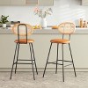 SEVOBAL Dining Chairs Counter Stools Set Of 4, Bar Stools, Faux Leather Counter Stool With Rattan Backrest, For Home, Brown, 15.6"*16.5"*33" - 2 of 4