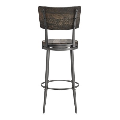 Rustic Farmhouse 26'' Gray Wood and Metal Swivel Barstool