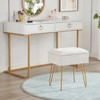 Bencmate Accent Chairs, Makeup Vanity Stool for Makeup Room, Foot Stool for Living Room, Bedroom, White, 16.5"*12.6"*19.3" - 3 of 4